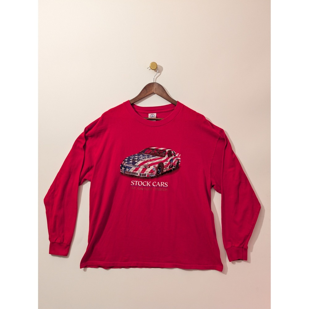Delta Stock Cars T-Shirt Mens XL Red Excellent USA Racing Graphic Long Sleeve
